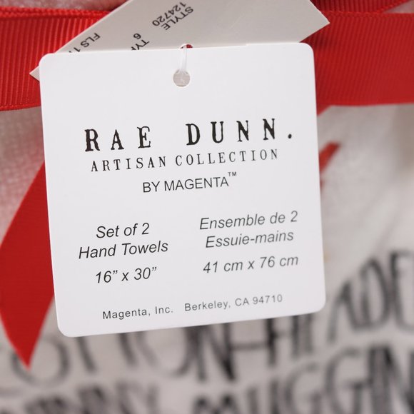 Rae Dunn Elf Cotton Headed Ninny Muggins Hand Towels Set of 2 New Cotton White - Picture 7 of 13